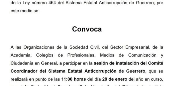 Instalación del Comité Coordinador del Sistema Estatal Anticorrupción de Guerrero